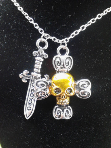 Captain Hook's Skull & Blade Necklace